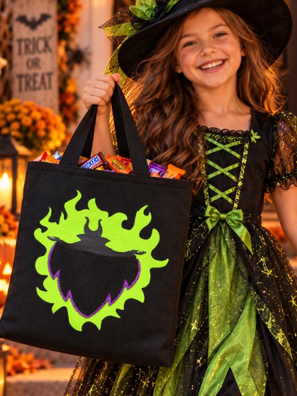 Wicked Queen Halloween Treat Bag – Handmade Felt Trick or Treat Tote – Evil Quee